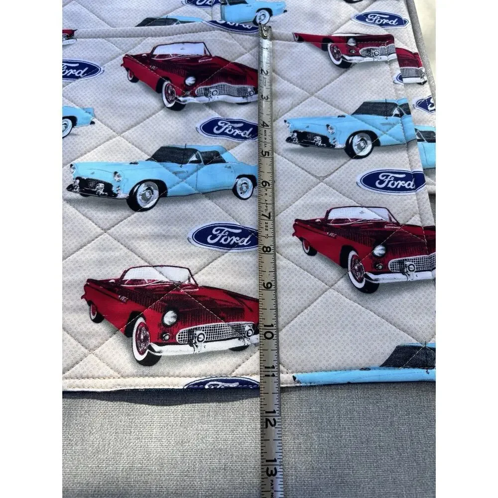 4 Vintage Ford Placemats Reversible Quilted T-Bird Thunderbird Fabric
